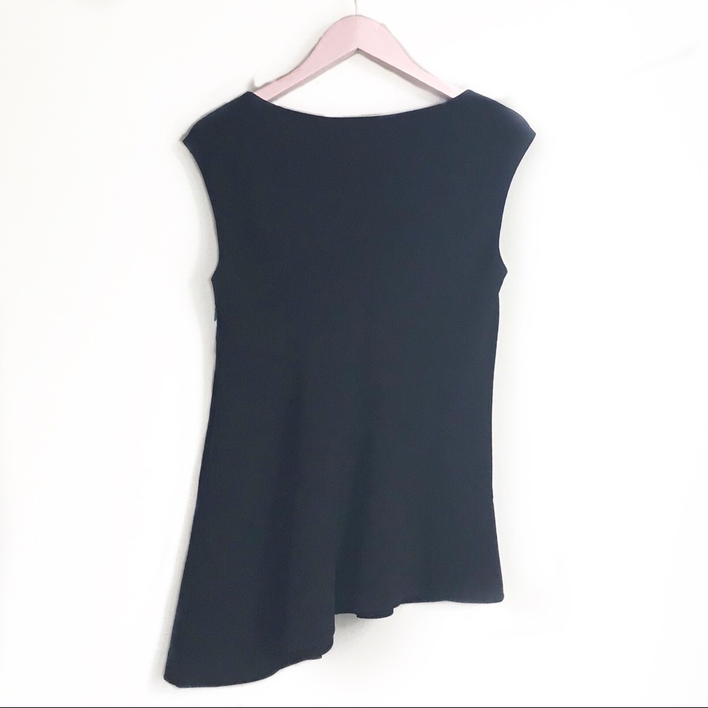 Theory Asymmetrical Hem Black Crepe Blouse